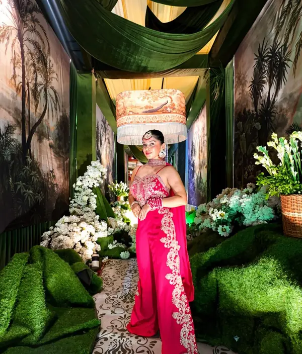 Bride-to-be in a pink Saheli outfit