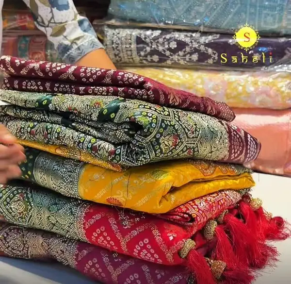 Bandhej dupattas with tassels